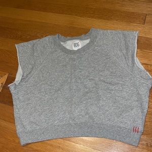 BDG (Urban Outfitters) gray muscle sweatshirt tank. Cropped.